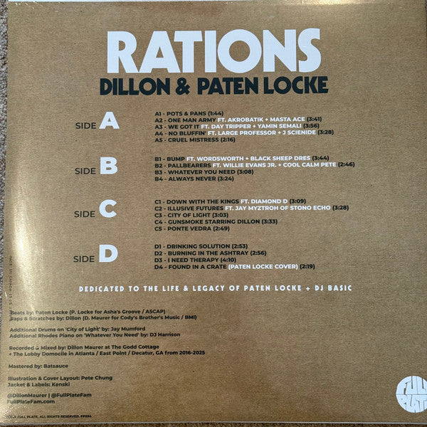 Dillon (3) & Paten Locke : Rations (LP,Album,Limited Edition)