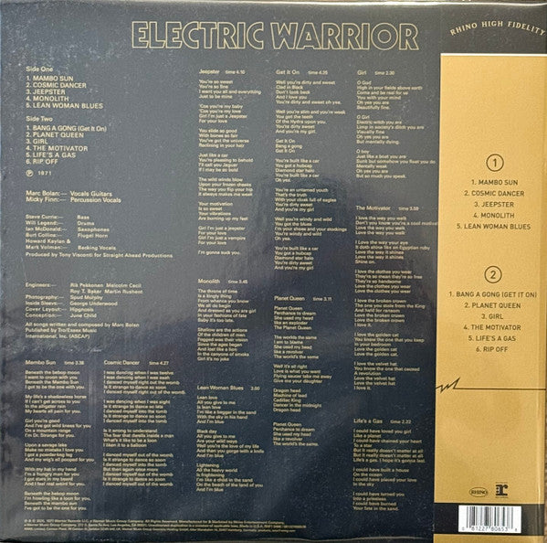 T. Rex : Electric Warrior (LP,Album,Limited Edition,Numbered,Reissue,Stereo)