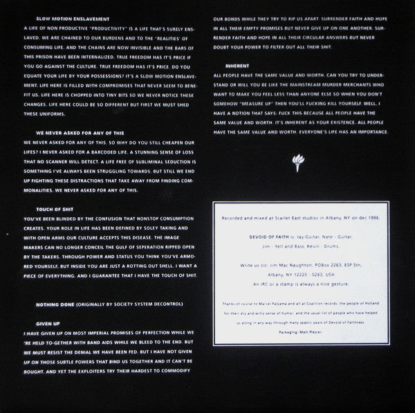 Devoid Of Faith : Slow Motion Enslavement (7")