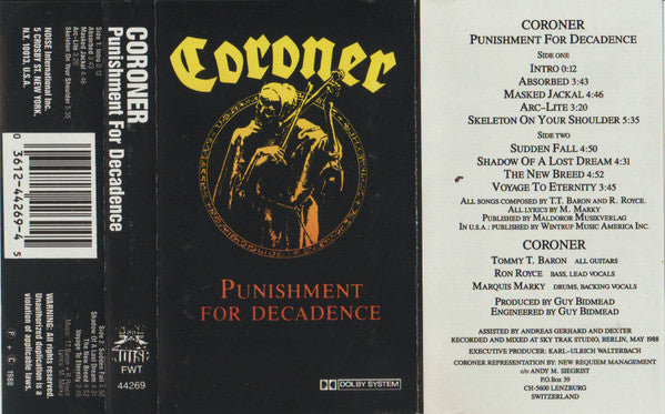 Coroner : Punishment For Decadence (Album)