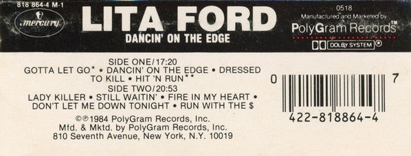 Lita Ford : Dancin' On The Edge (Album)