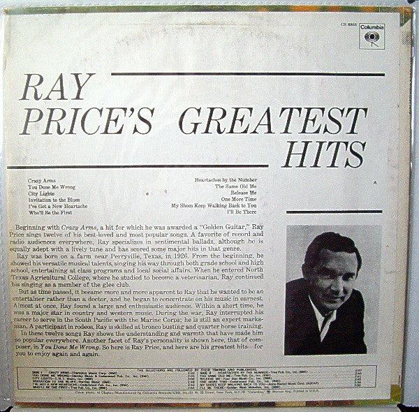 Ray Price : Ray Price's Greatest Hits (LP,Compilation,Reissue)