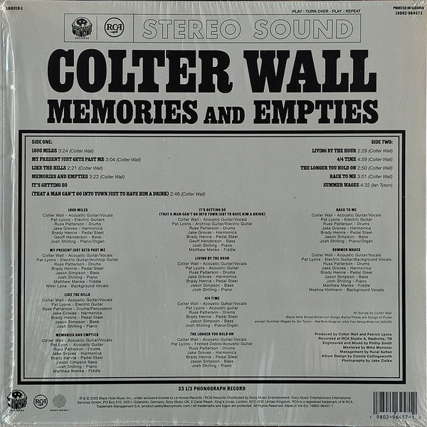 Colter Wall : Memories And Empties (LP,Album,Stereo)