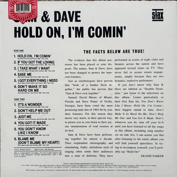 Sam & Dave : Hold On, I'm Comin' (LP,Album,Reissue,Mono)