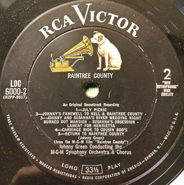 Johnny Green : Raintree County (An Original Soundtrack Recording) (LP)