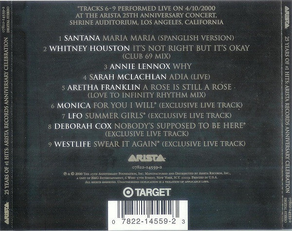 Various : 25 Years Of #1 Hits: Arista Records Anniversary Celebration (Compilation,Limited Edition)