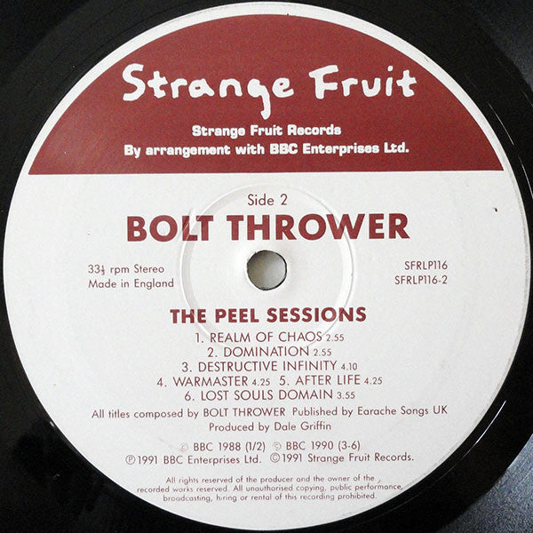 Bolt Thrower : The Peel Sessions 1988-90 (LP,Compilation,Remastered)