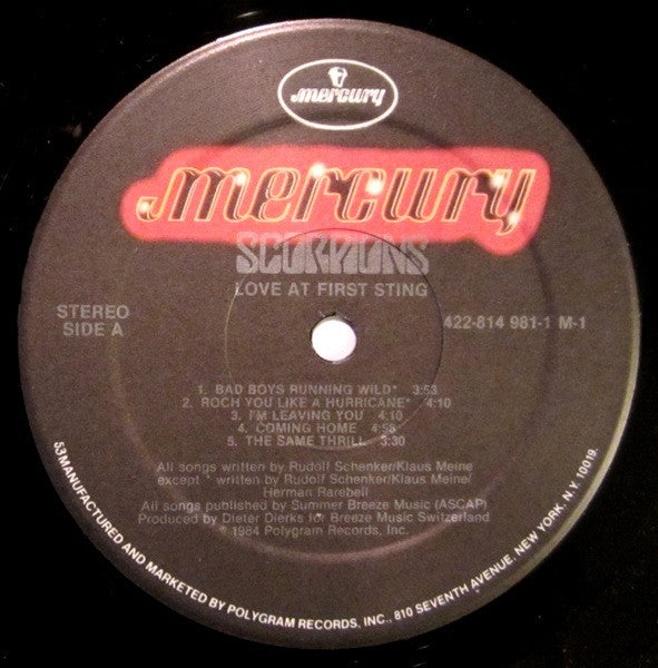 Scorpions : Love At First Sting (LP,Album,Stereo)