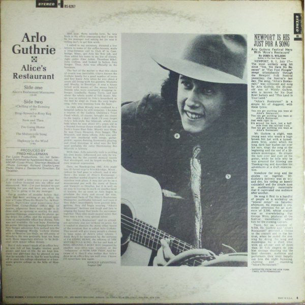 Arlo Guthrie : Alice's Restaurant (LP,Album,Stereo)