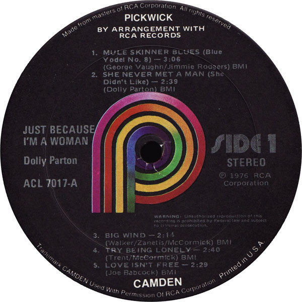 Dolly Parton : Just Because I'm A Woman (LP,Compilation)