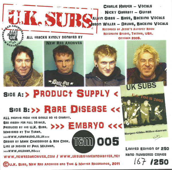 UK Subs : Product Supply (7",Limited Edition)