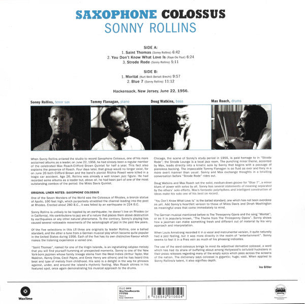 Sonny Rollins : Saxophone Colossus (LP,Album,Limited Edition,Reissue,Remastered)