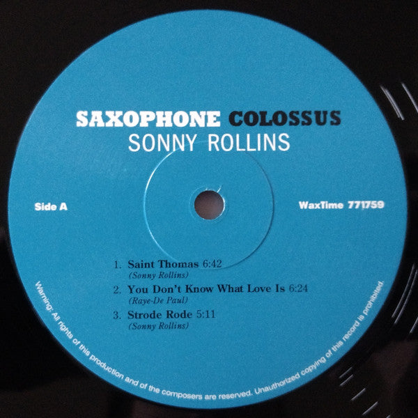Sonny Rollins : Saxophone Colossus (LP,Album,Limited Edition,Reissue,Remastered)