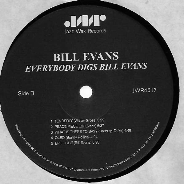 Bill Evans Trio, The : Everybody Digs Bill Evans (LP,Album,Reissue,Stereo)