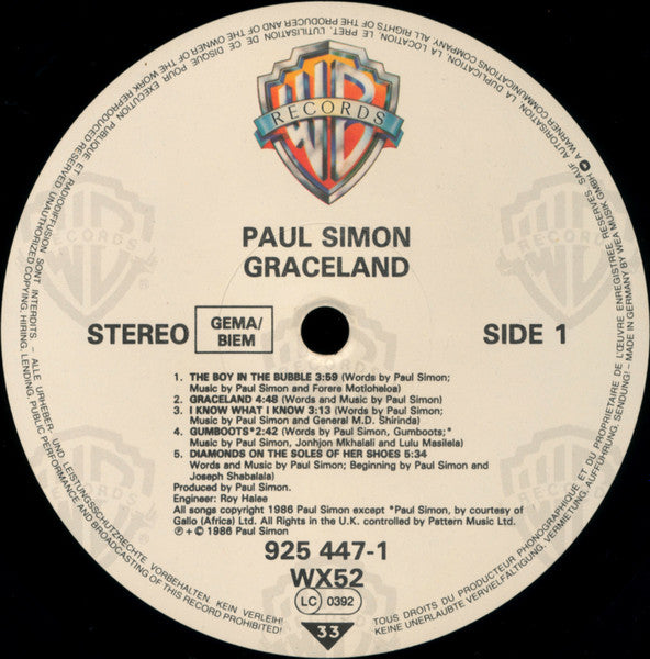 Paul Simon : Graceland (LP,Album,Stereo)