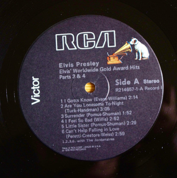 Elvis Presley : Worldwide Gold Award Hits, Parts 3 & 4 (LP,Compilation,Stereo)