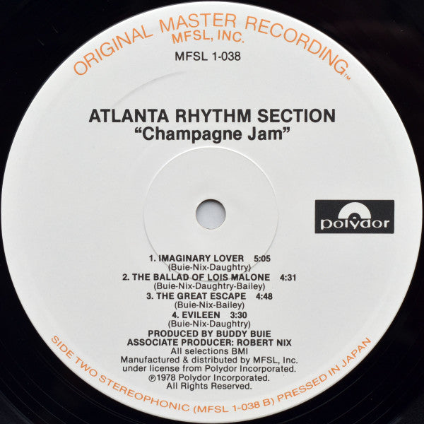 Atlanta Rhythm Section : Champagne Jam (LP,Album,Limited Edition,Reissue,Remastered,Stereo)