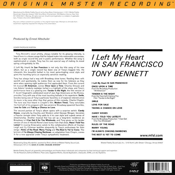 Tony Bennett : I Left My Heart In San Francisco (LP,Album,Limited Edition,Numbered,Reissue,Remastered,Stereo)