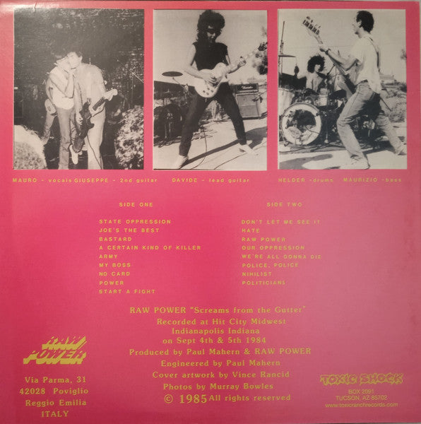 Raw Power (2) : Screams From The Gutter (LP,Album,Reissue)