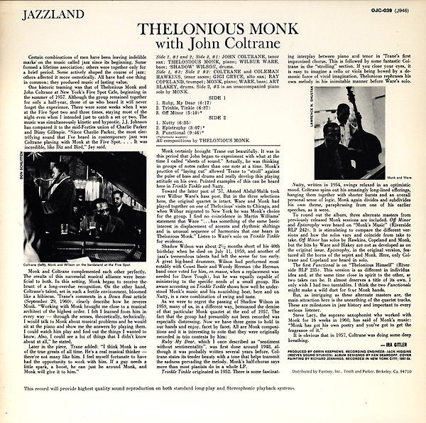 Thelonious Monk With John Coltrane : Thelonious Monk With John Coltrane (LP,Album,Reissue)