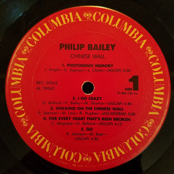 Philip Bailey : Chinese Wall (LP,Album,Stereo)