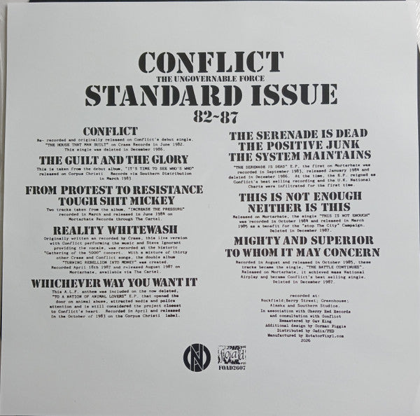 Conflict (2) : Standard Issue 82 ~ 87 (LP,Compilation,Limited Edition,Remastered)