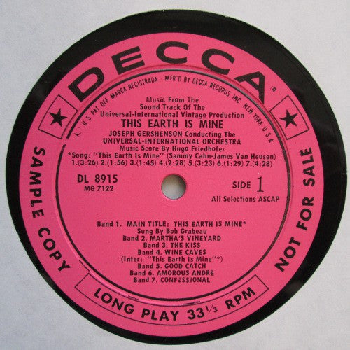 Hugo Friedhofer : This Earth Is Mine (LP,Promo,Mono)