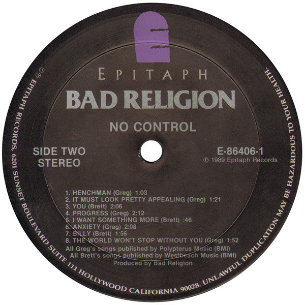 Bad Religion : No Control (LP,Album,Stereo)