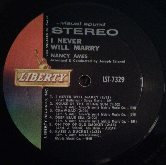 Nancy Ames : I Never Will Marry (LP,Album,Stereo)