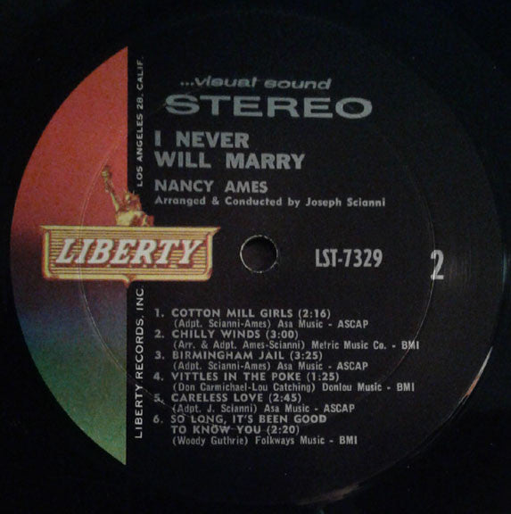 Nancy Ames : I Never Will Marry (LP,Album,Stereo)
