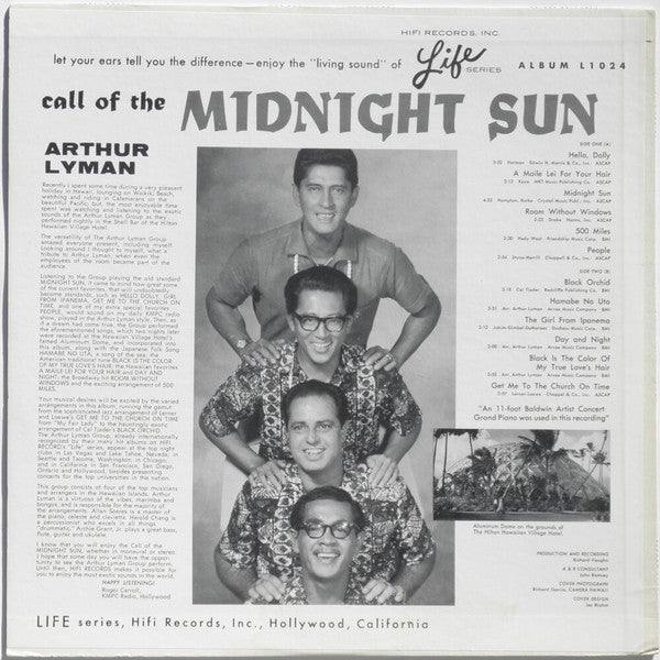 Arthur Lyman : Call Of The Midnight Sun (LP,Album,Stereo)