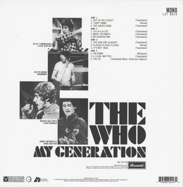 Who, The : My Generation (12",45 RPM,Album,Limited Edition,Reissue,Mono)