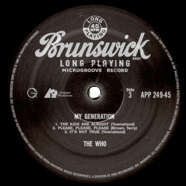 Who, The : My Generation (12",45 RPM,Album,Limited Edition,Reissue,Mono)