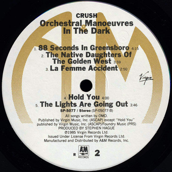 Orchestral Manoeuvres In The Dark : Crush (LP,Album,Stereo)