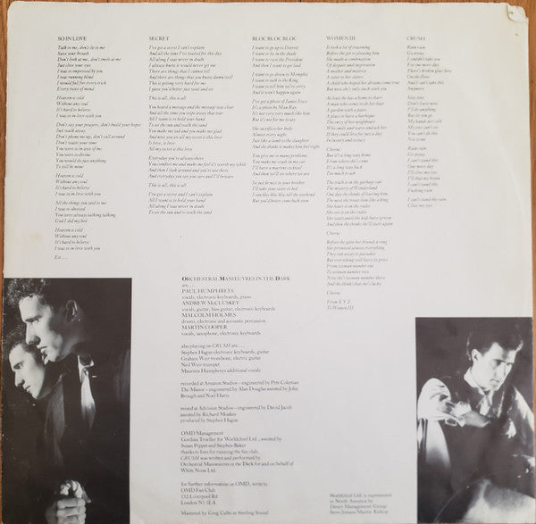 Orchestral Manoeuvres In The Dark : Crush (LP,Album,Stereo)