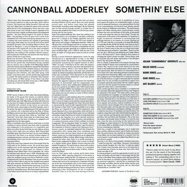 Cannonball Adderley : Somethin' Else (LP,Album,Limited Edition,Reissue,Remastered,Stereo)