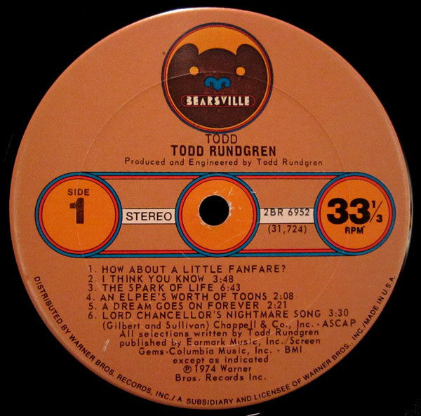 Todd Rundgren : Todd (LP,Album)