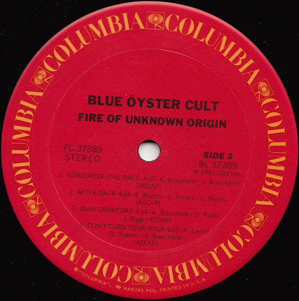 Blue Öyster Cult : Fire Of Unknown Origin (LP,Album)