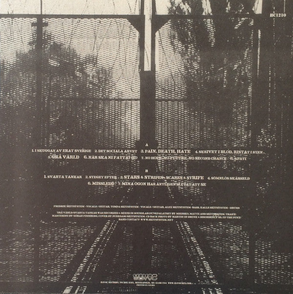 Skitsystem : Grå Värld / Svarta Tankar (LP,Album,Reissue)