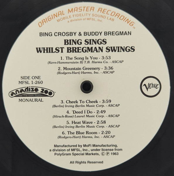 Bing Crosby & Buddy Bregman : Bing Sings Whilst Bregman Swings (LP,Album,Limited Edition,Numbered,Reissue,Remastered,Special Edition,Mono)