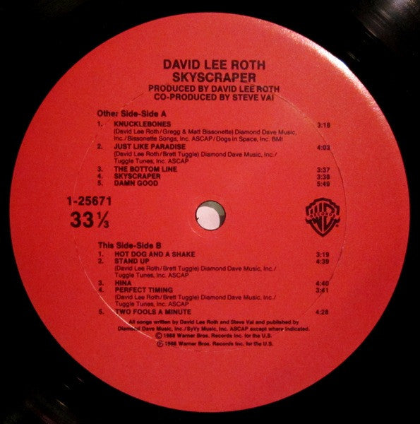 David Lee Roth : Skyscraper (LP,Album,Club Edition)