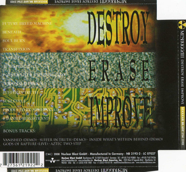Meshuggah : Destroy Erase Improve (Album,Reissue,Remastered)