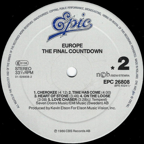 Europe (2) : The Final Countdown (LP,Album,Stereo)