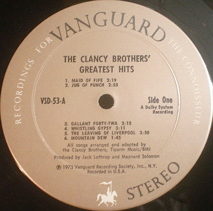 Clancy Brothers, The With Louis Killen : Greatest Hits (LP)