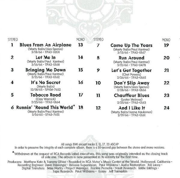 Jefferson Airplane : Takes Off (Album,Reissue,Remastered,Stereo,Mono)
