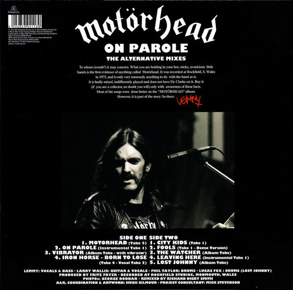 Motörhead : On Parole (The Alternative Mixes) (LP,Album,Reissue)