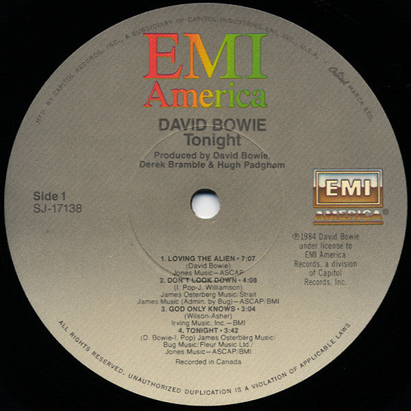 David Bowie : Tonight (LP,Album,Stereo)