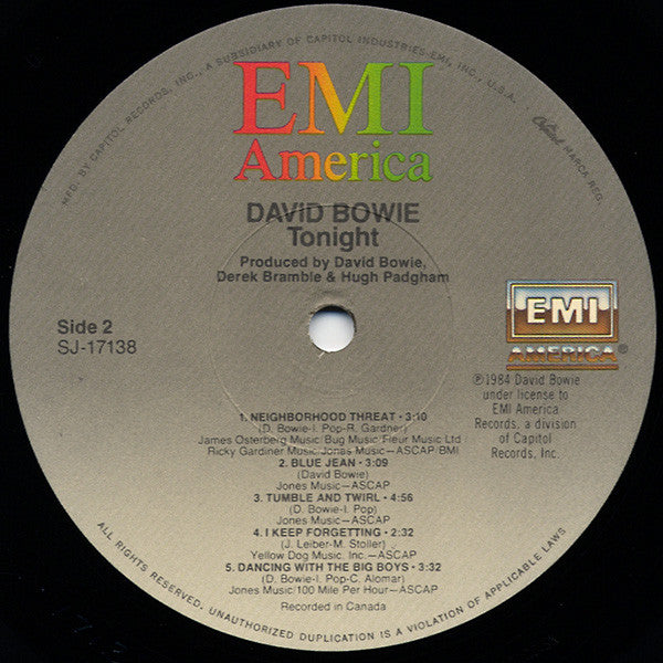 David Bowie : Tonight (LP,Album,Stereo)