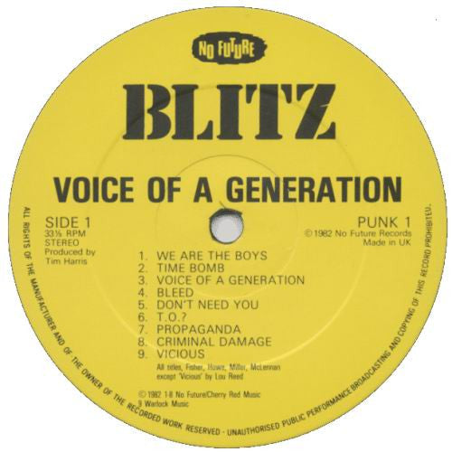 Blitz (3) : Voice Of A Generation (LP,Album)