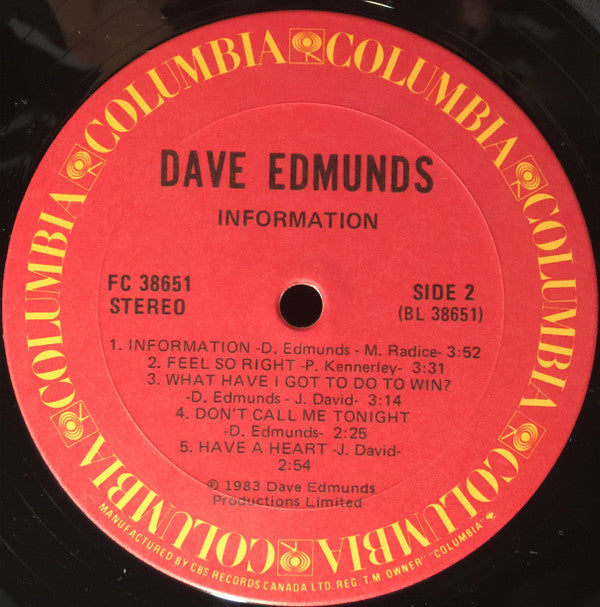 Dave Edmunds : Information (LP,Album)